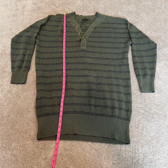 Prana Women's Long Henley Sweater Tunic Green Blue‎ Stripes Size Large - Picture 8 of 9